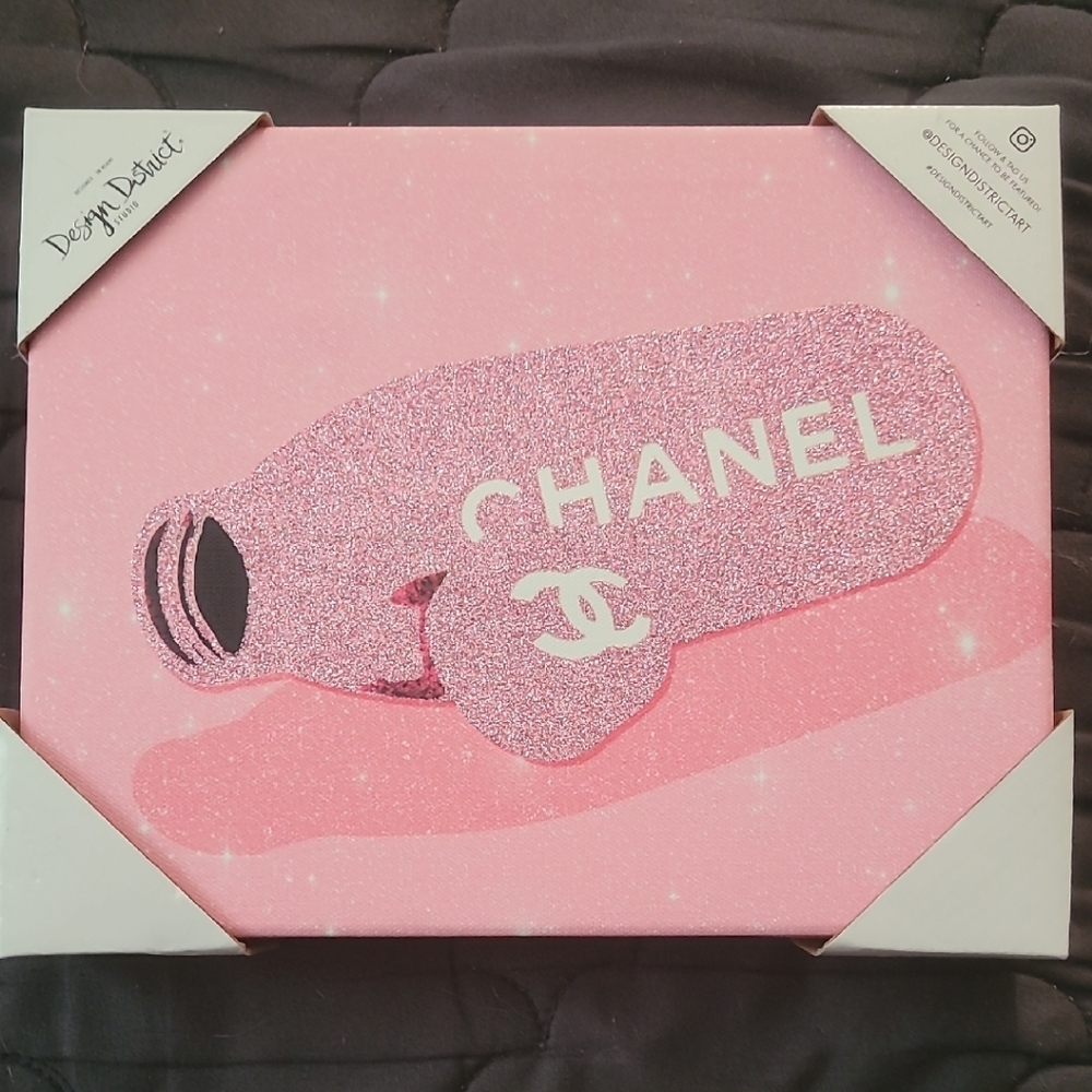 Chanel Pink Glitter Canvas Art
